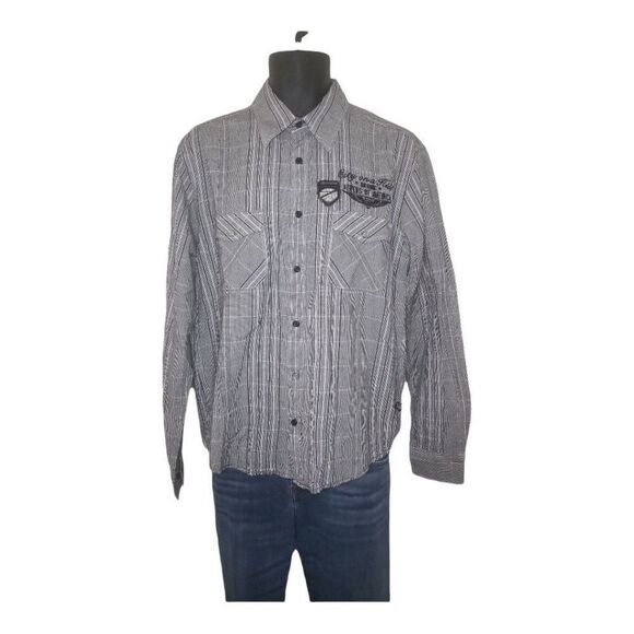 Gin Tonic Button Up Long‎ Sleeve Striped Sz M Shirt Men - Picture 1 of 7